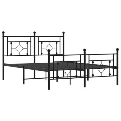 vidaXL Cadre de lit métal sans matelas avec pied de lit noir 140x190cm