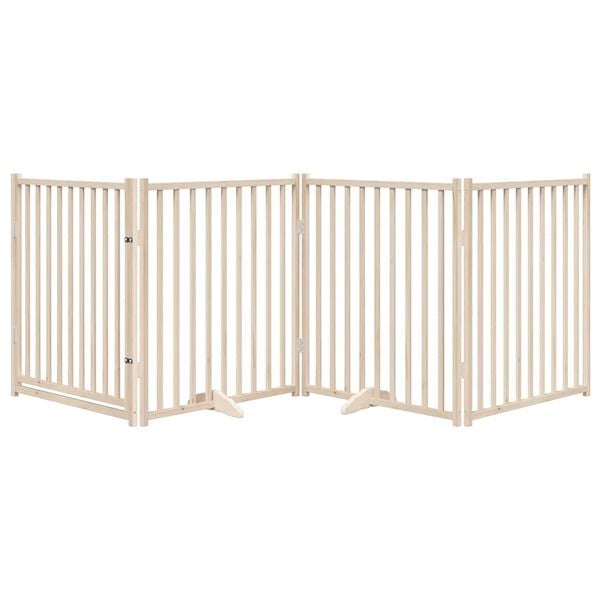 vidaXL Barri&egrave;re pour chien avec porte pliable 4 panneaux 320 cm Bois massif Sapin