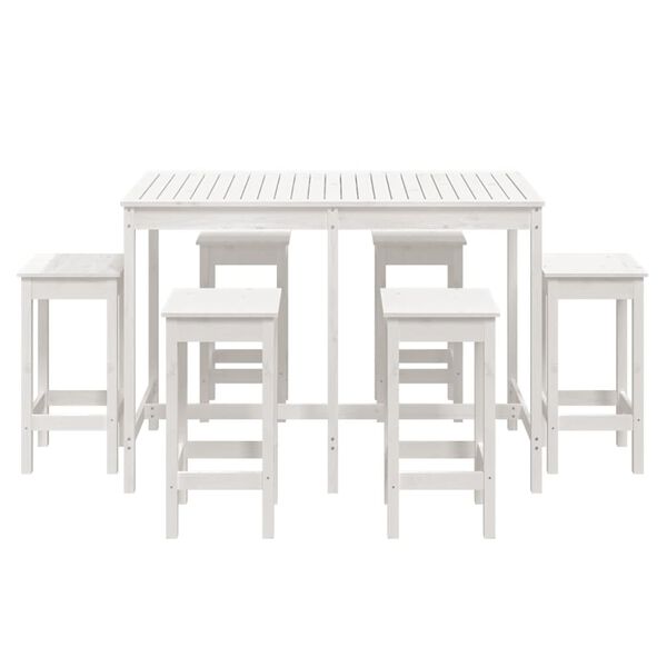 vidaXL Ensemble de bar de jardin 7 pcs blanc bois de pin massif
