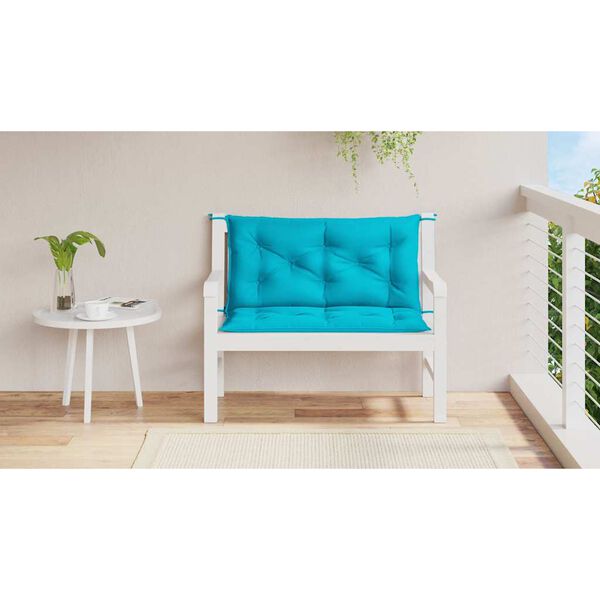 vidaXL Coussins de banc de jardin lot de 2 turquoise 100x50x7 cm tissu