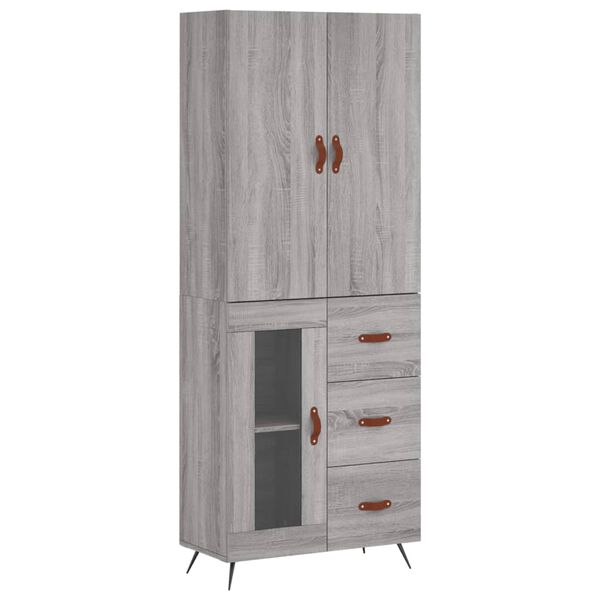 vidaXL Buffet haut Sonoma gris 69,5x34x180 cm Bois d'ing&eacute;nierie