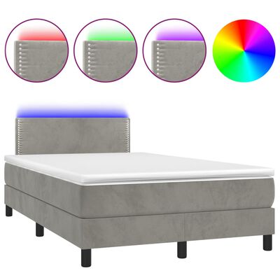 vidaXL Sommier à lattes de lit avec matelas LED gris clair 120x190 cm