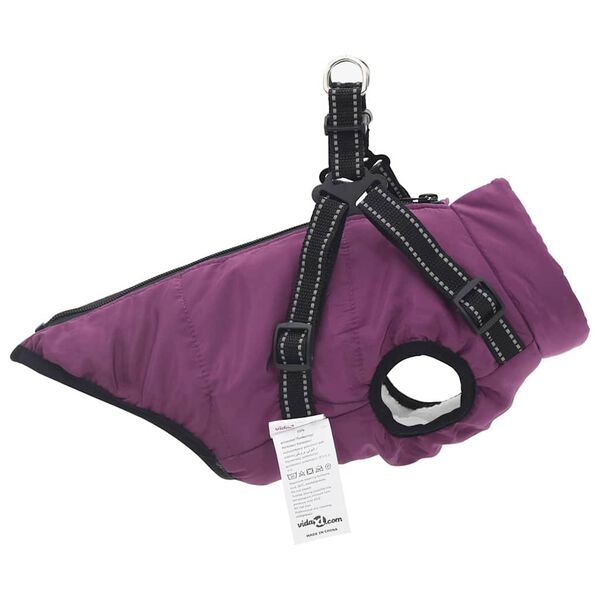 vidaXL Manteau pour chien avec harnais Pourpre L Fleece et Polyester