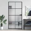 vidaXL Porte int&eacute;rieure mince noir verre tremp&eacute; aluminium