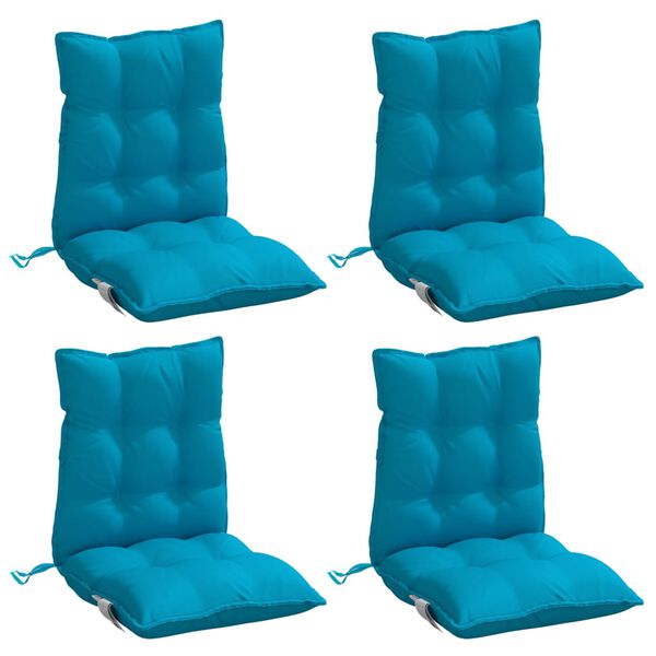 vidaXL Coussins de chaise &agrave; dossier bas lot de 4 bleu clair