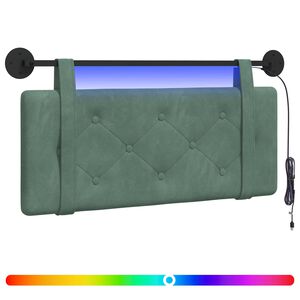 vidaXL T&ecirc;te de lit suspendue Avec lumi&egrave;re LED Vert Mer Velours