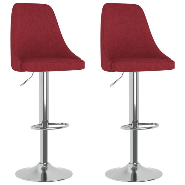 vidaXL Tabourets de bar lot de 2 rouge bordeaux tissu