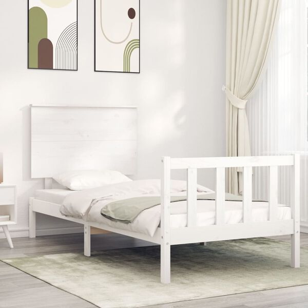 vidaXL Cadre de lit sans matelas blanc 90x200 cm bois de pin massif