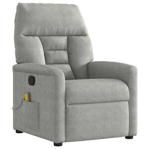 vidaXL Fauteuil inclinable de massage gris clair tissu microfibre