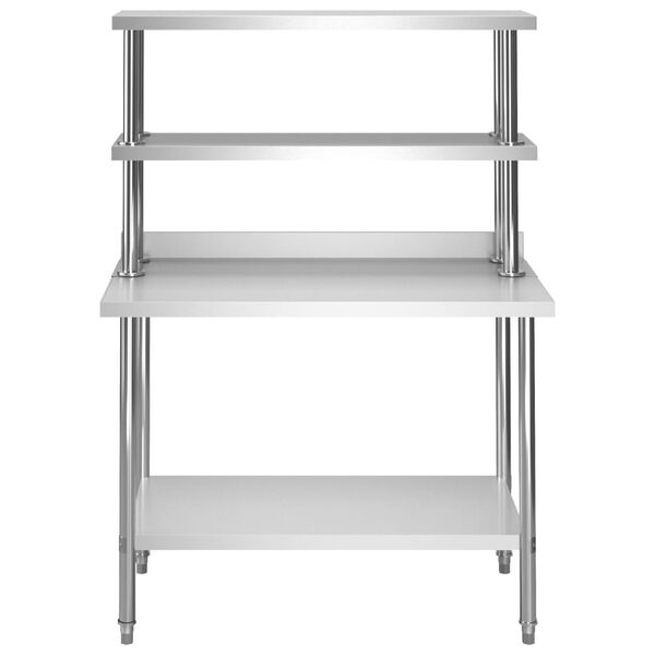 vidaXL Table de travail de cuisine avec &eacute;tag&egrave;re 120x60x150 cm Inox