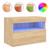 vidaXL Meuble TV mural avec lumi&egrave;res LED ch&ecirc;ne sonoma 60x30x40 cm