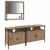 vidaXL Ensemble de mobilier de salle de bain avec &eacute;tag&egrave;re 3 pcs Marron