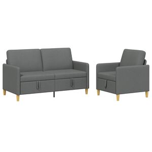 vidaXL Canap&eacute; avec rangement 2 pc Gris fonc&eacute; Polyester
