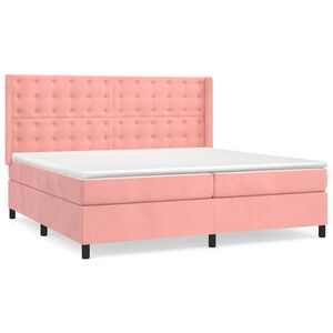 vidaXL Sommier &agrave; lattes de lit avec matelas Rose 200x200 cm Velours