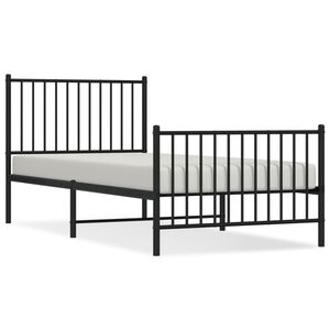 vidaXL Cadre de lit m&eacute;tal sans matelas avec pied de lit noir 90x200 cm
