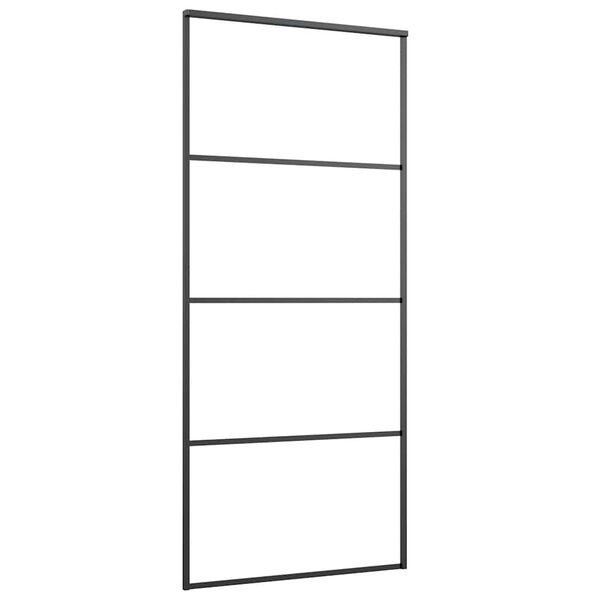 vidaXL Porte coulissante Aluminium et verre ESG 90x205 cm Noir