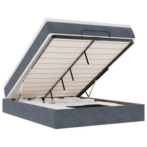 vidaXL Cadre de lit ottoman avec matelas gris fonc&eacute; 140x200 cm velours