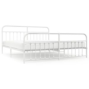 vidaXL Cadre de lit m&eacute;tal sans matelas et pied de lit blanc 193x203 cm