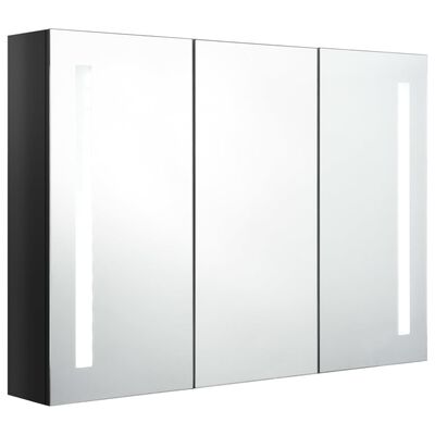 vidaXL Armoire de salle de bain à miroir LED 89x14x62 cm noir brillant
