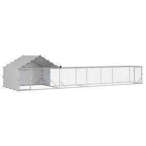 vidaXL Poulailler avec toit et enclos 2 pc Argent&eacute; 7 x 2 x 1,5 m