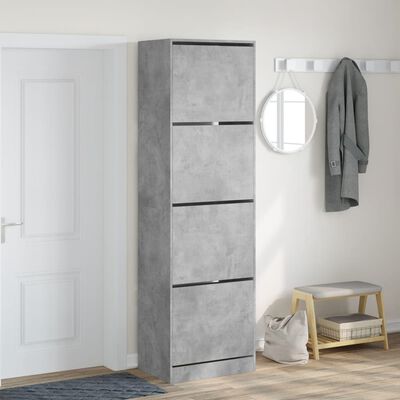 vidaXL Armoire à chaussures 4 tiroirs rabattables gris 60x42x204 cm