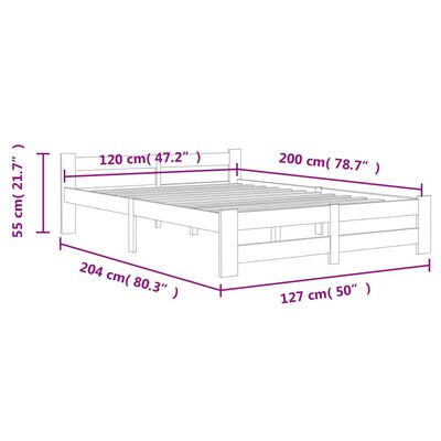 vidaXL Cadre de lit sans matelas blanc bois de pin massif 120x200 cm