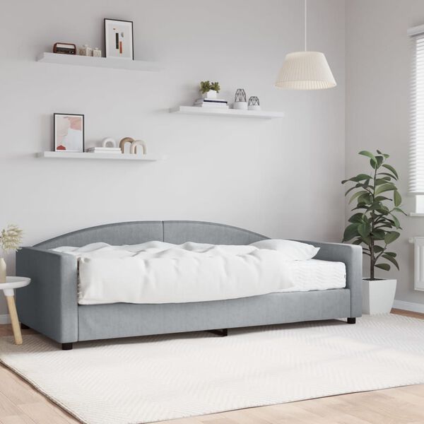 vidaXL Lit de jour avec matelas gris clair 100x200 cm tissu