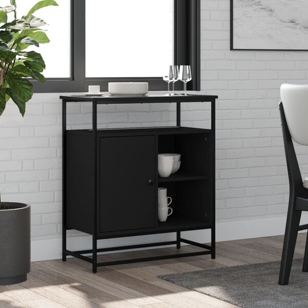 vidaXL Buffet noir 69x35x80 cm bois d'ing&eacute;nierie