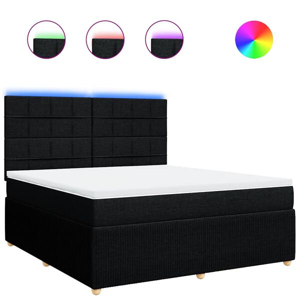vidaXL Sommier &agrave; lattes de lit avec matelas Noir 180x200 cm Tissu