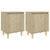 vidaXL Tables de chevet pieds en bois 2 pcs Ch&ecirc;ne sonoma 40x30x50 cm