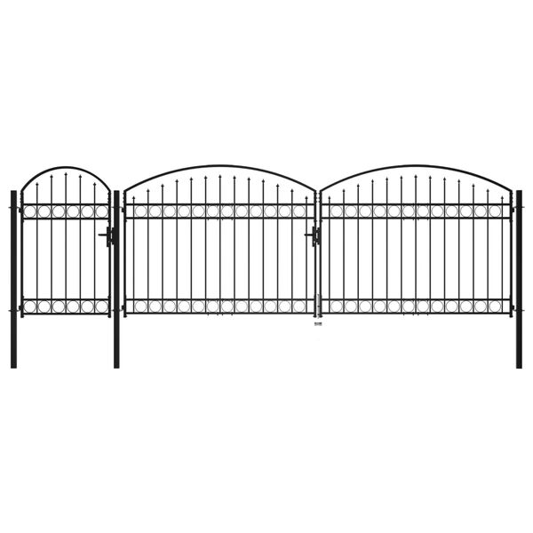 vidaXL Portail de jardin avec dessus arqu&eacute; Acier 1,75 x 5 m Noir