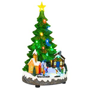 vidaXL Sapin de No&euml;l musical SALO 16 x 15 x 27,5 cm R&eacute;sine Vert