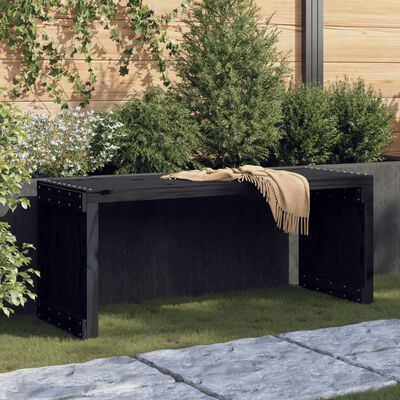 vidaXL Banc de jardin extensible noir 212,5x40,5x45 cm bois massif pin