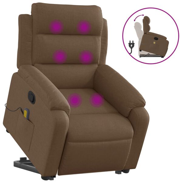 vidaXL Fauteuil de massage inclinable Marron Tissu