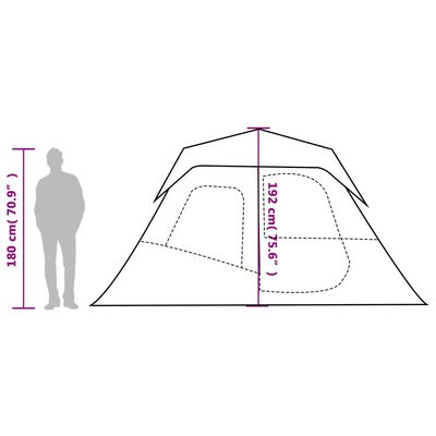 vidaXL Tente de camping et lumière LED 6 personnes gris clair orange
