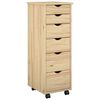 vidaXL Cabinet roulant 34 x 39 x 93,5 cm Bois de Pin Massif Marron