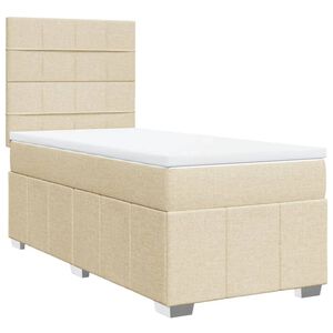 vidaXL Sommier &agrave; lattes de lit avec matelas Cr&egrave;me 100x200 cm Tissu