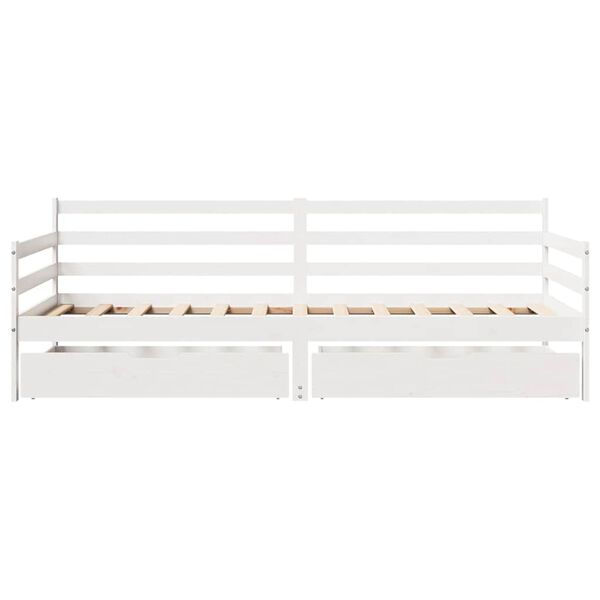 vidaXL Lit de jour et tiroirs sans matelas blanc 90x190 cm bois massif