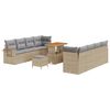 vidaXL Ensemble de canap&eacute; de jardin 11 pc Beige Poly rotin