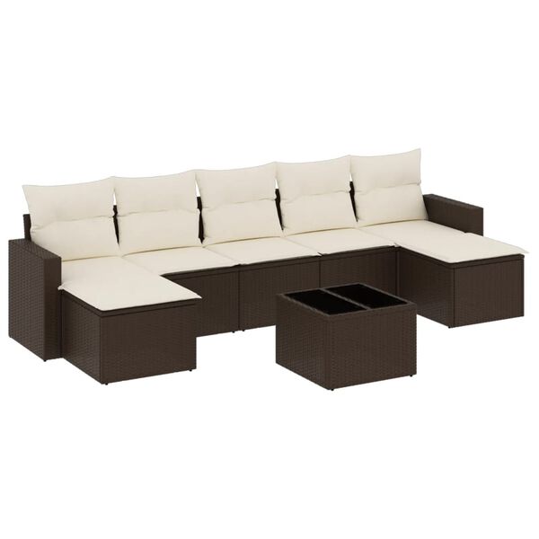 vidaXL Salon de jardin 8 pcs avec coussins marron r&eacute;sine tress&eacute;e