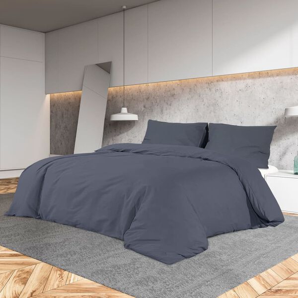 vidaXL Ensemble de housse de couette Anthracite 240x220 cm Coton