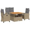 vidaXL Ensemble &agrave; manger de jardin coussins 4 pcs beige r&eacute;sine tress&eacute;e