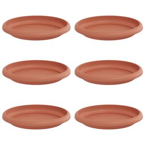 vidaXL Plateau &agrave; fleurs rond 6 pc Rouge brique &Oslash; 14 x 2 cm Plastique