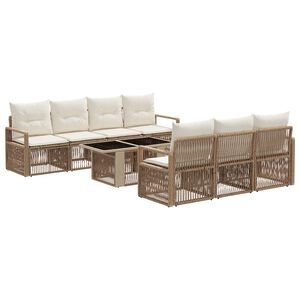 vidaXL Ensemble de canap&eacute; de jardin 8 pc Beige et blanc cr&egrave;me