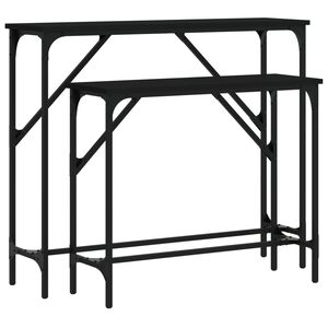 vidaXL Tables console 2 pcs noir bois d'ing&eacute;nierie