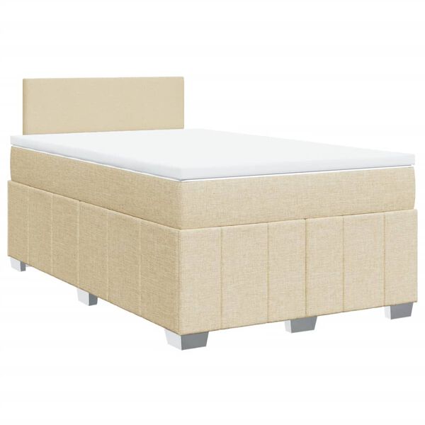 vidaXL Sommier &agrave; lattes de lit avec matelas Cr&egrave;me 120x200 cm Tissu