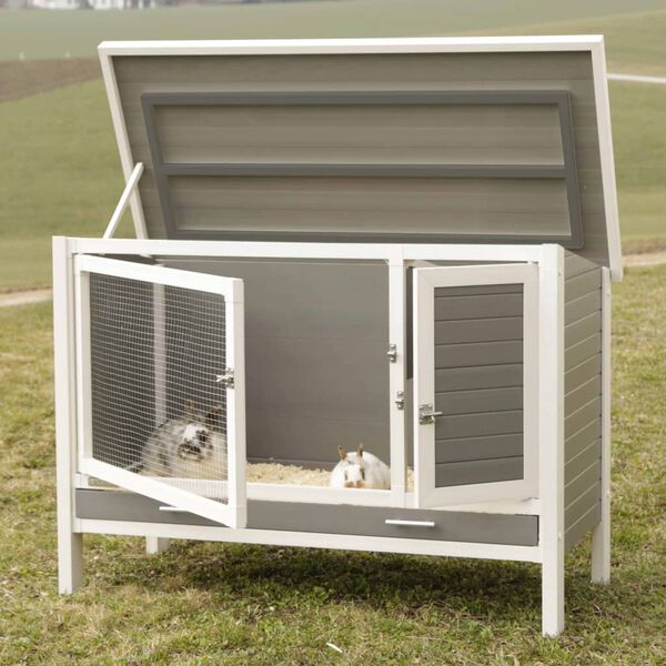 Kerbl Clapier ECO Samy Plastique 116x57x82 cm Gris et blanc