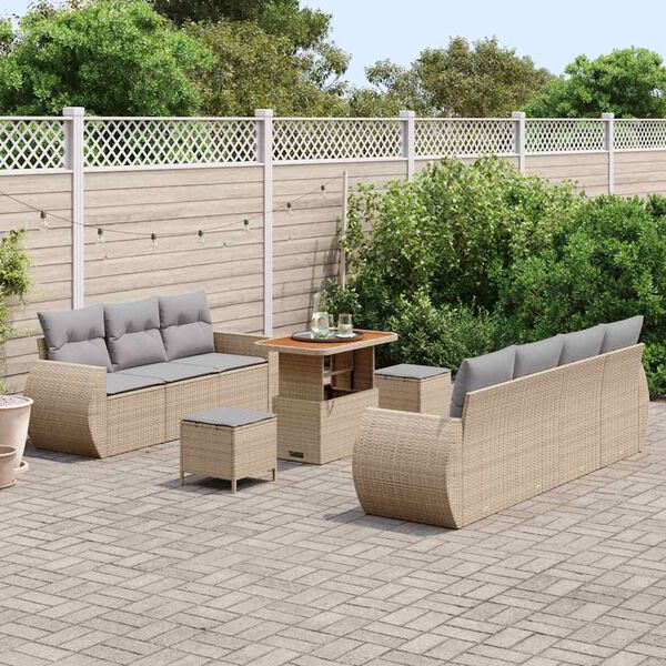 vidaXL Ensemble de canap&eacute; de jardin 10 pcs Beige polyrotin