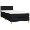 vidaXL Sommier &agrave; lattes de lit avec matelas et LED Noir 90x200cm Tissu
