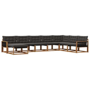 vidaXL Ensemble de canap&eacute;s d'ext&eacute;rieur 8 pc Naturel et noir